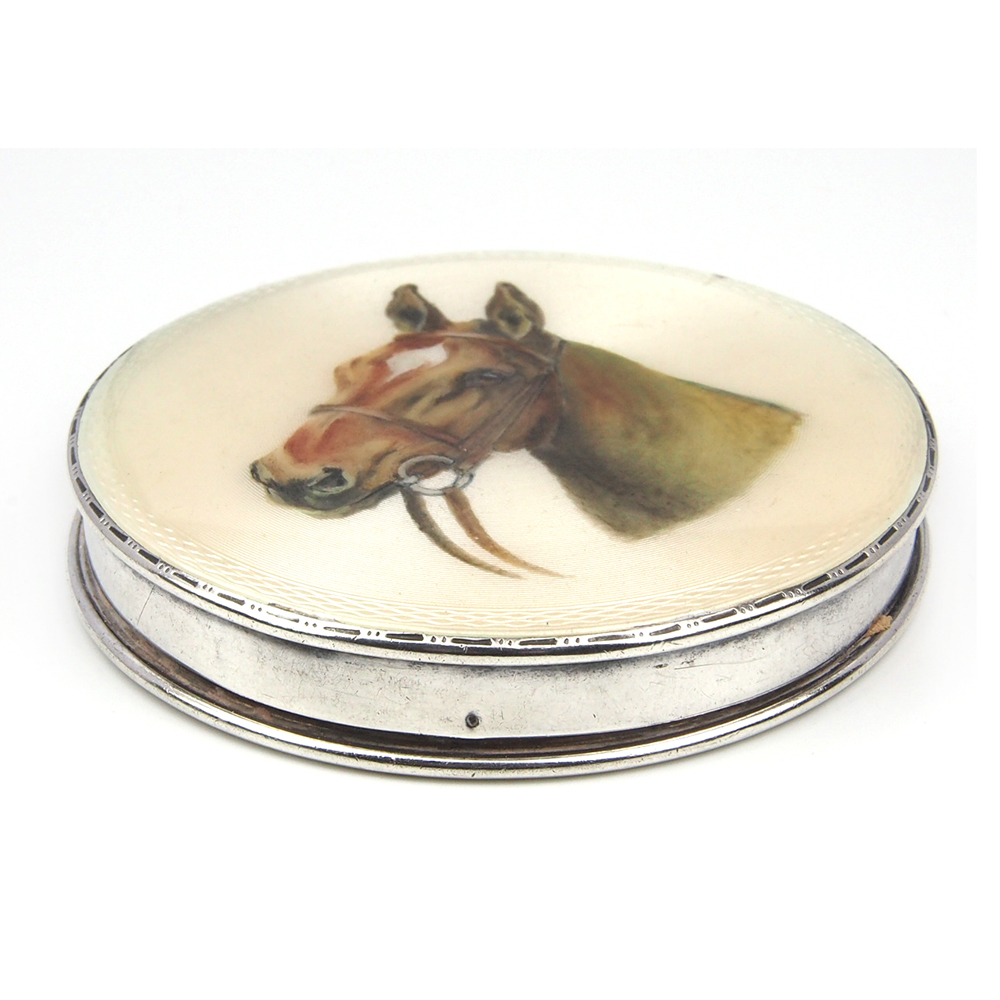 Silver Enamel Horse Compact