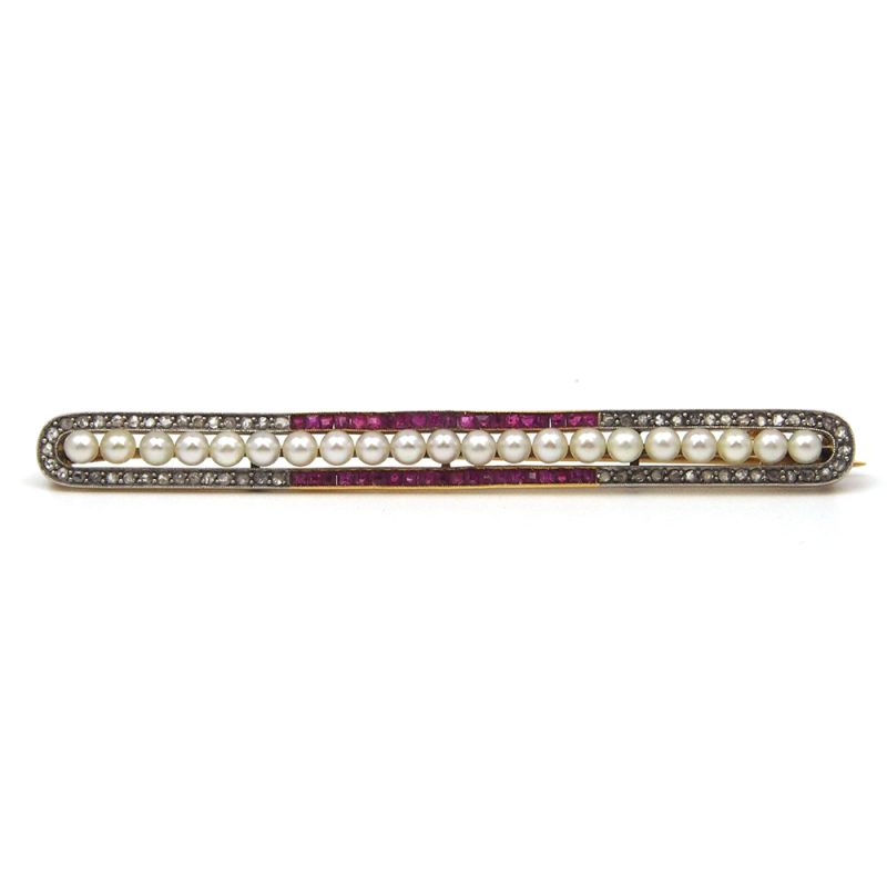 Ruby, Pearl & Diamond Brooch