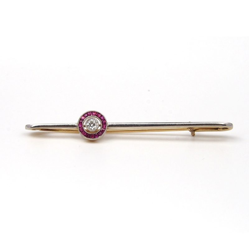 Ruby & Diamond Art Deco Brooch