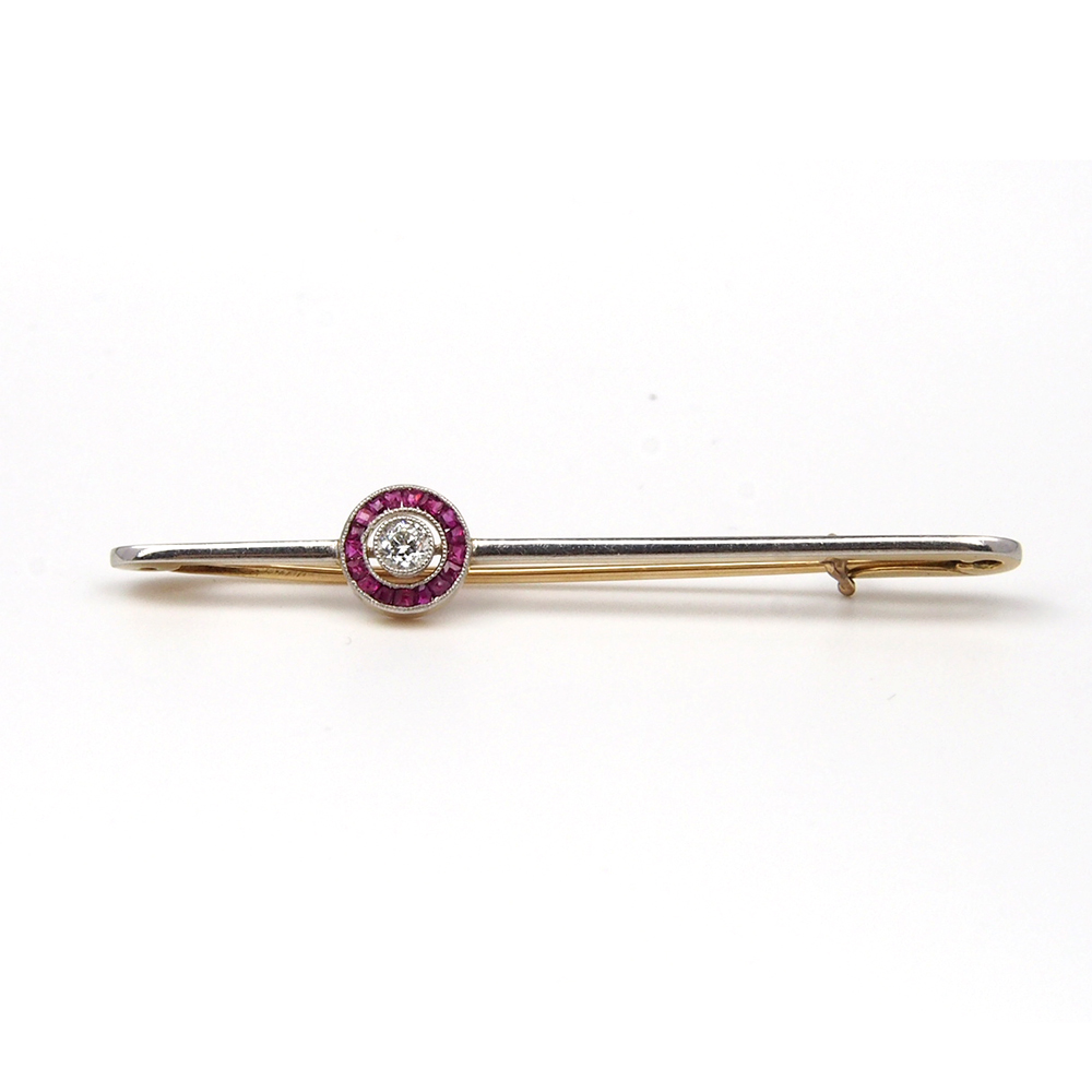 Ruby & Diamond Art Deco Brooch