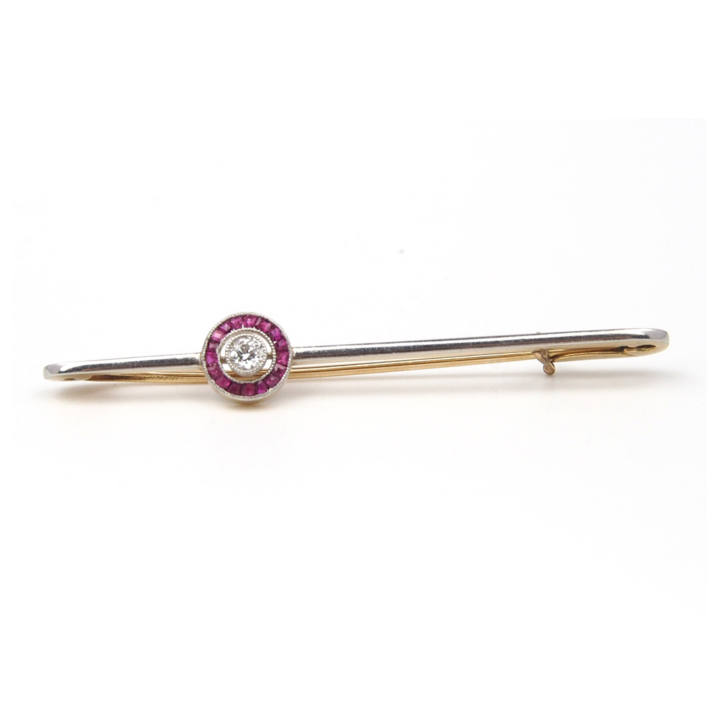 Ruby & Diamond Art Deco Brooch