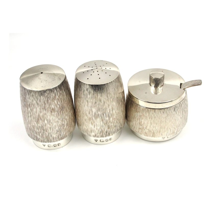Silver Three Piece Condiment Set