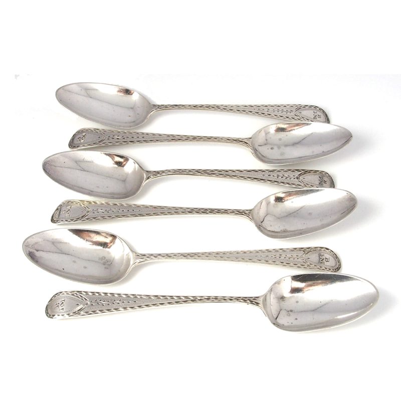 George Smith & William Fearn Set of 6 Georgian Silver Teaspoons - 1795