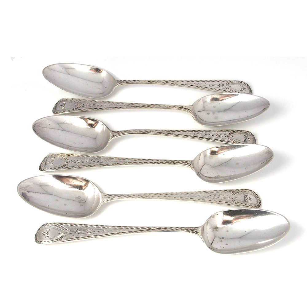 George Smith & William Fearn Set of 6 Georgian Silver Teaspoons - 1795