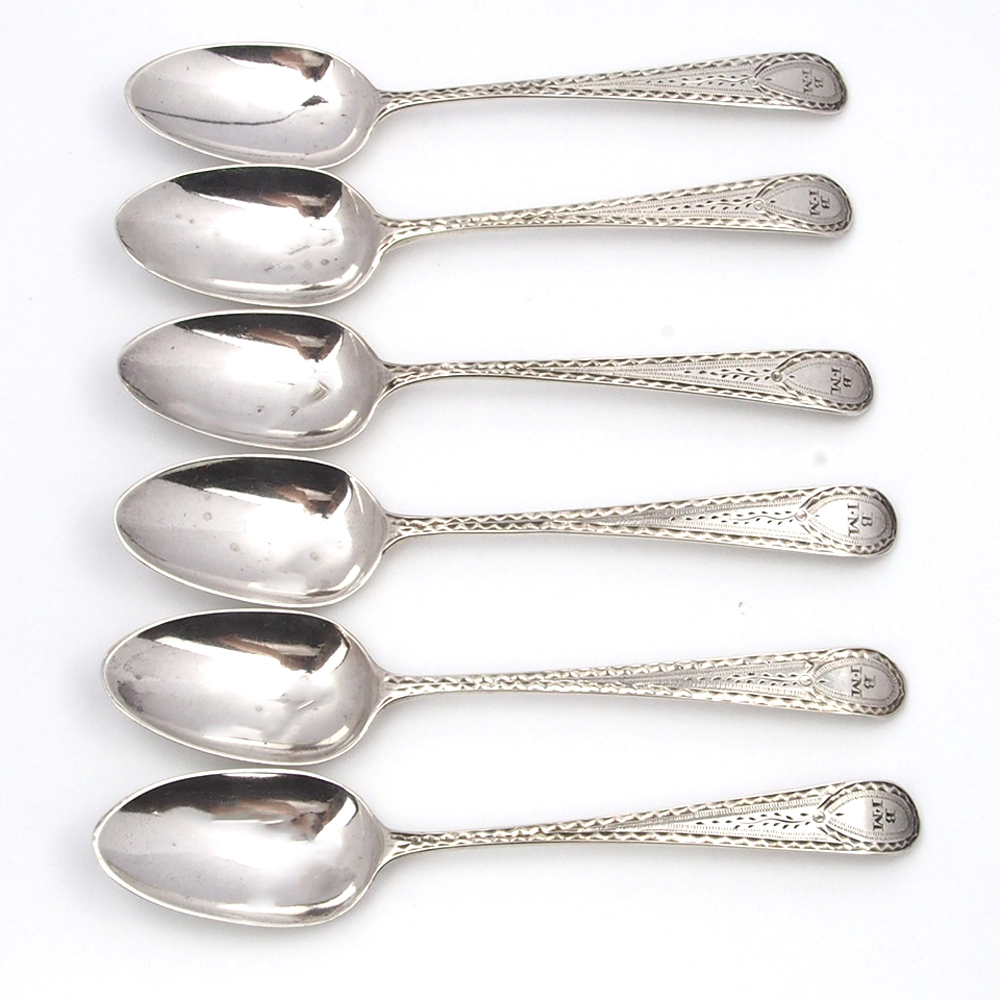 George Smith & William Fearn Set of 6 Georgian Silver Teaspoons - 1795