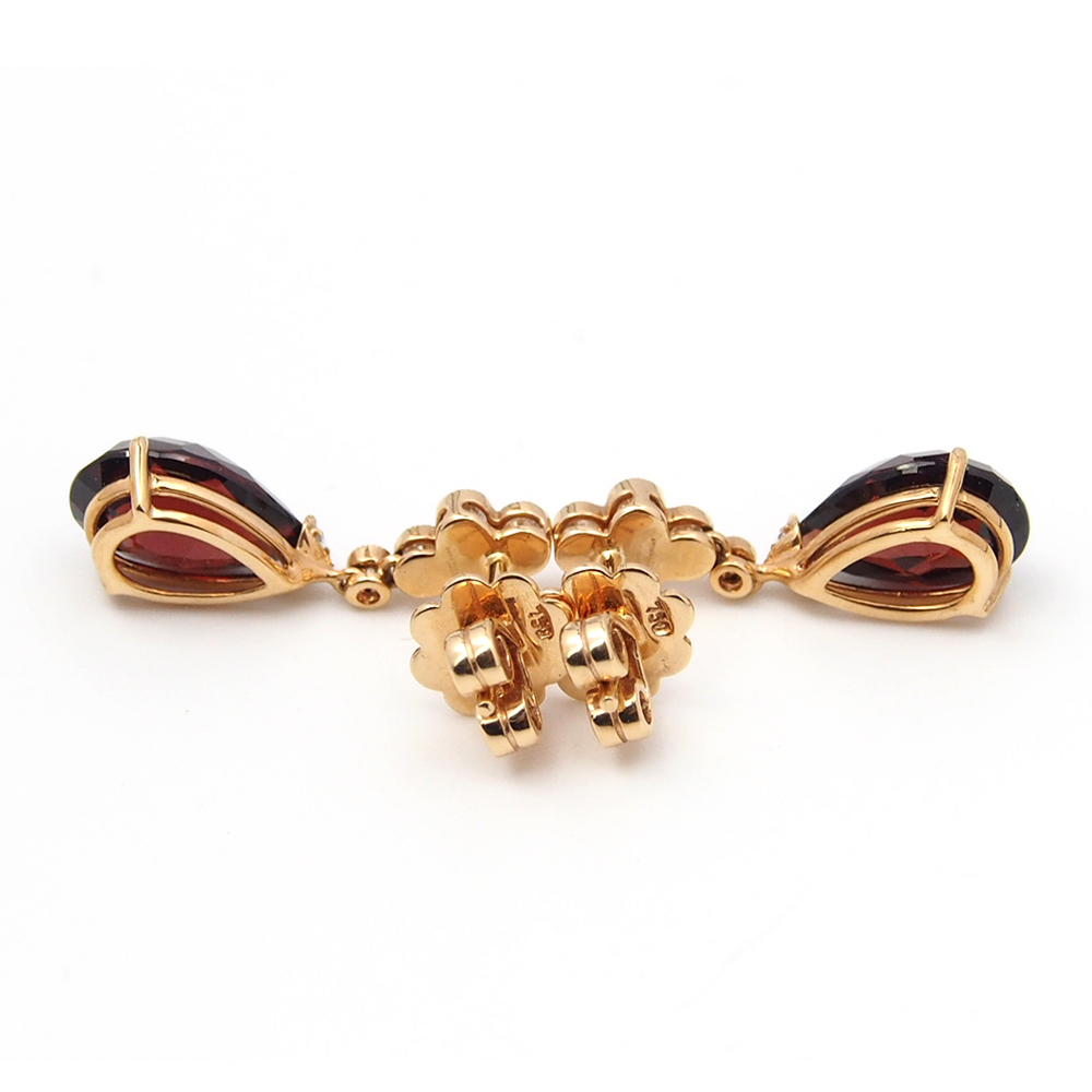 Garnet and Diamond Drop Earrings