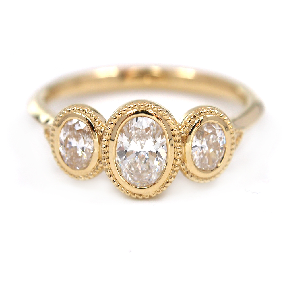 Diamond Oval Three Stone Ring