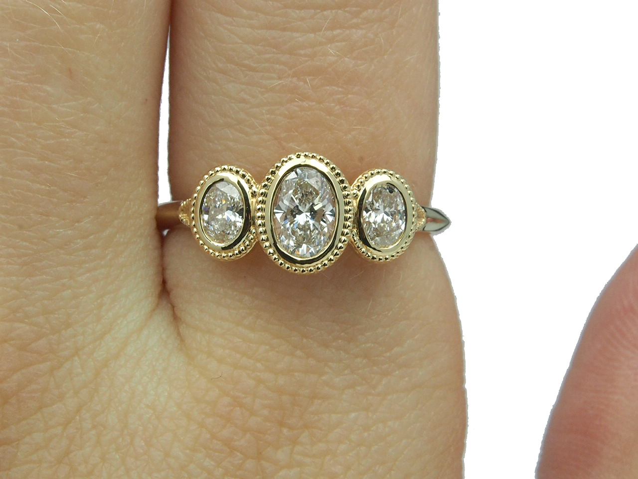 Diamond Oval Three Stone Ring