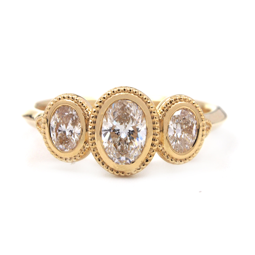 Diamond Oval Three Stone Ring
