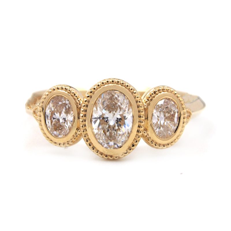 Diamond Oval Three Stone Ring