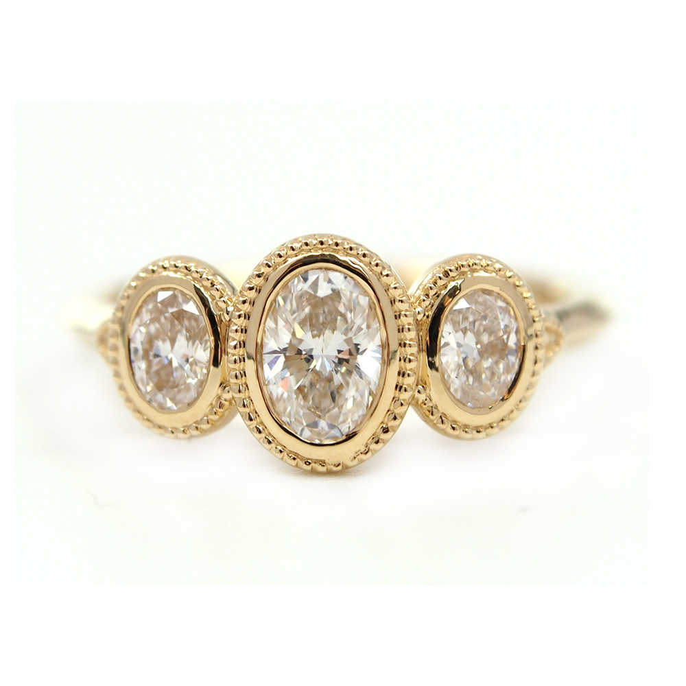 Diamond Oval Three Stone Ring