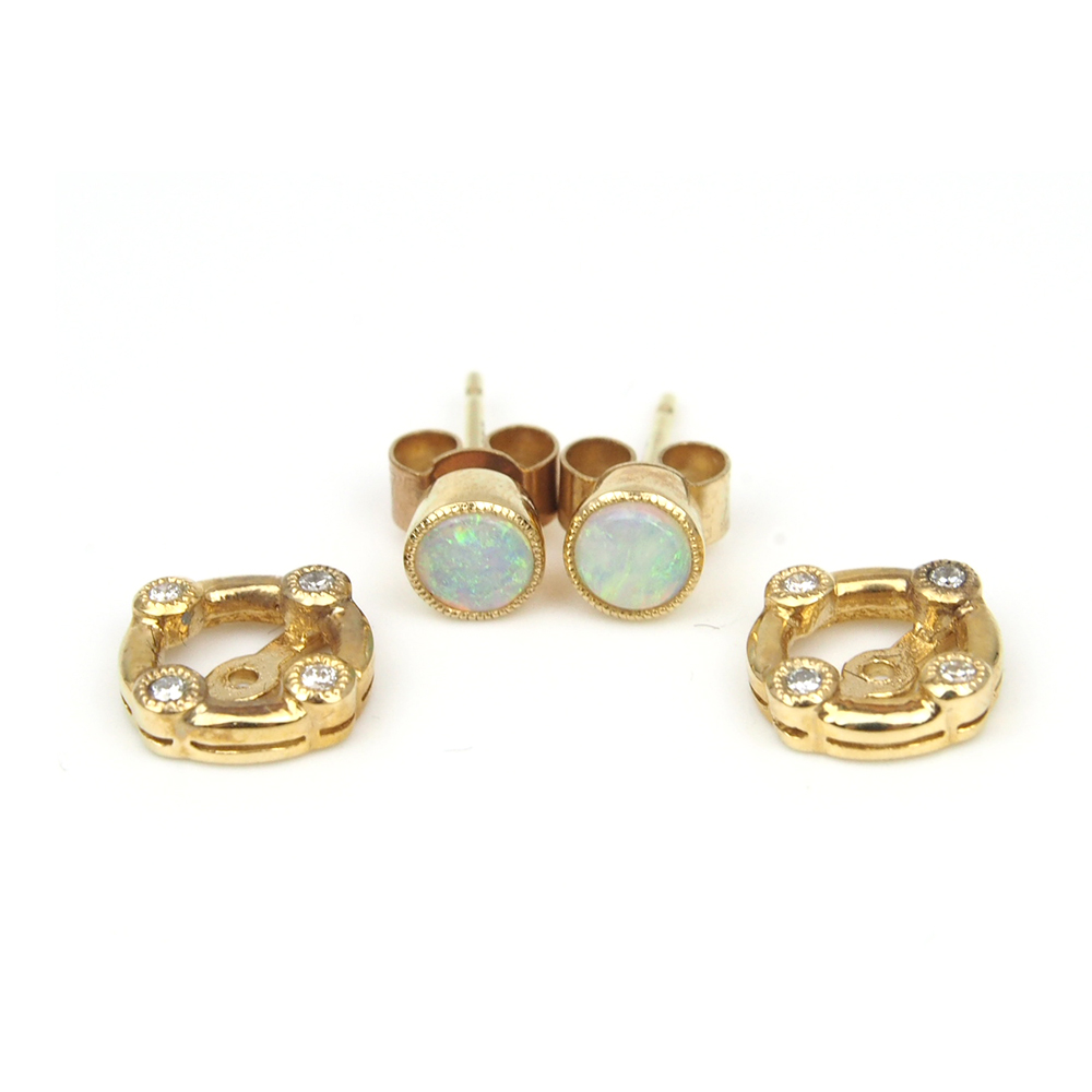 Opal, Peridot and Amethyst Stud Earrings - Interchangeable