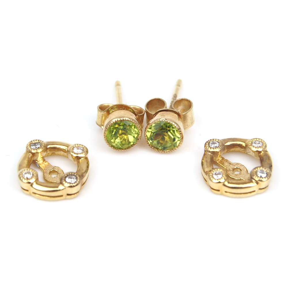 Opal, Peridot and Amethyst Stud Earrings - Interchangeable