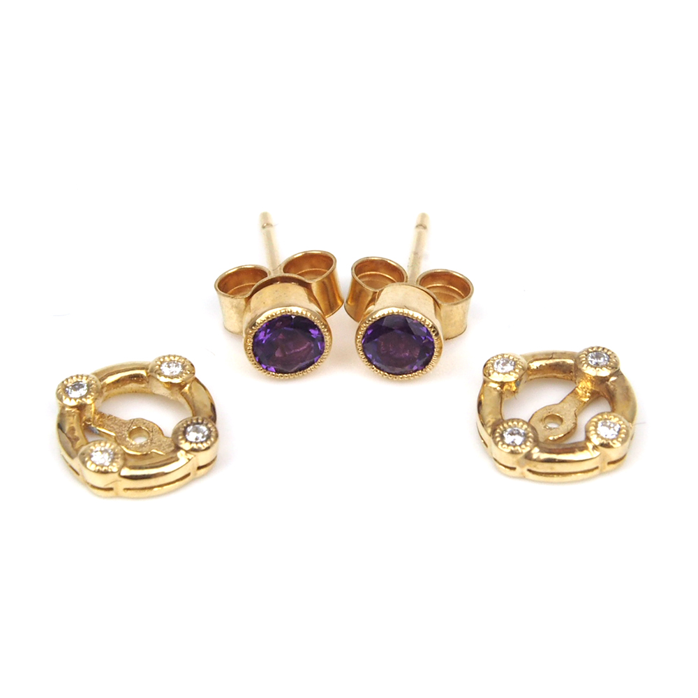 Opal, Peridot and Amethyst Stud Earrings - Interchangeable