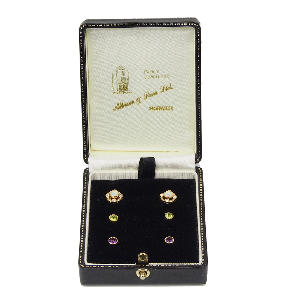 Opal, Peridot and Amethyst Stud Earrings - Interchangeable