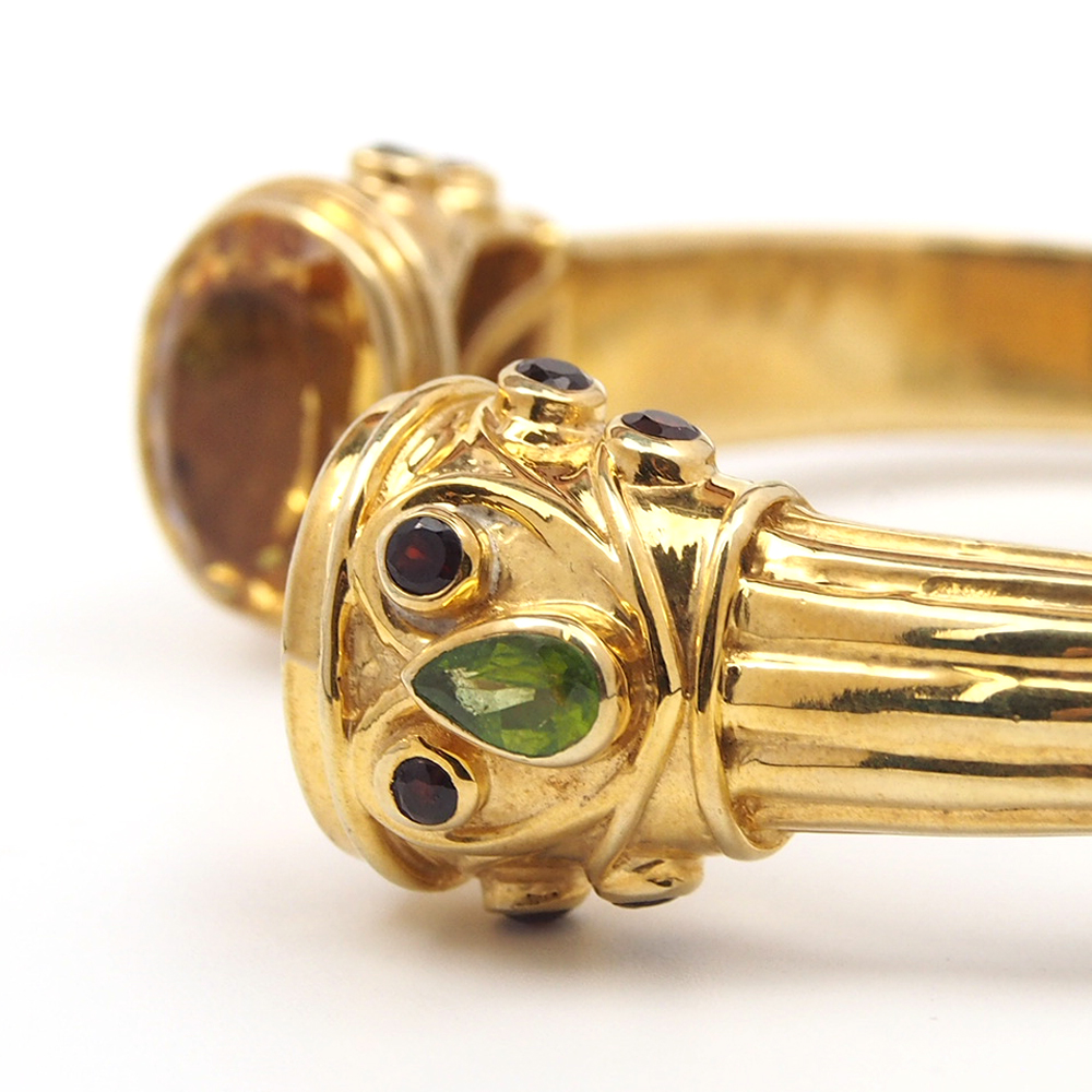 Citrine, Peridot and Garnet Bangle