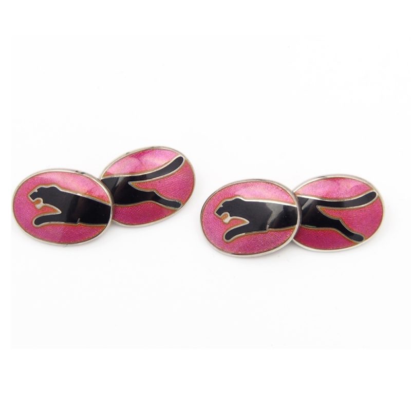 Cufflinks - Silver & Enamel Big Cats By Alabaster & Wilson