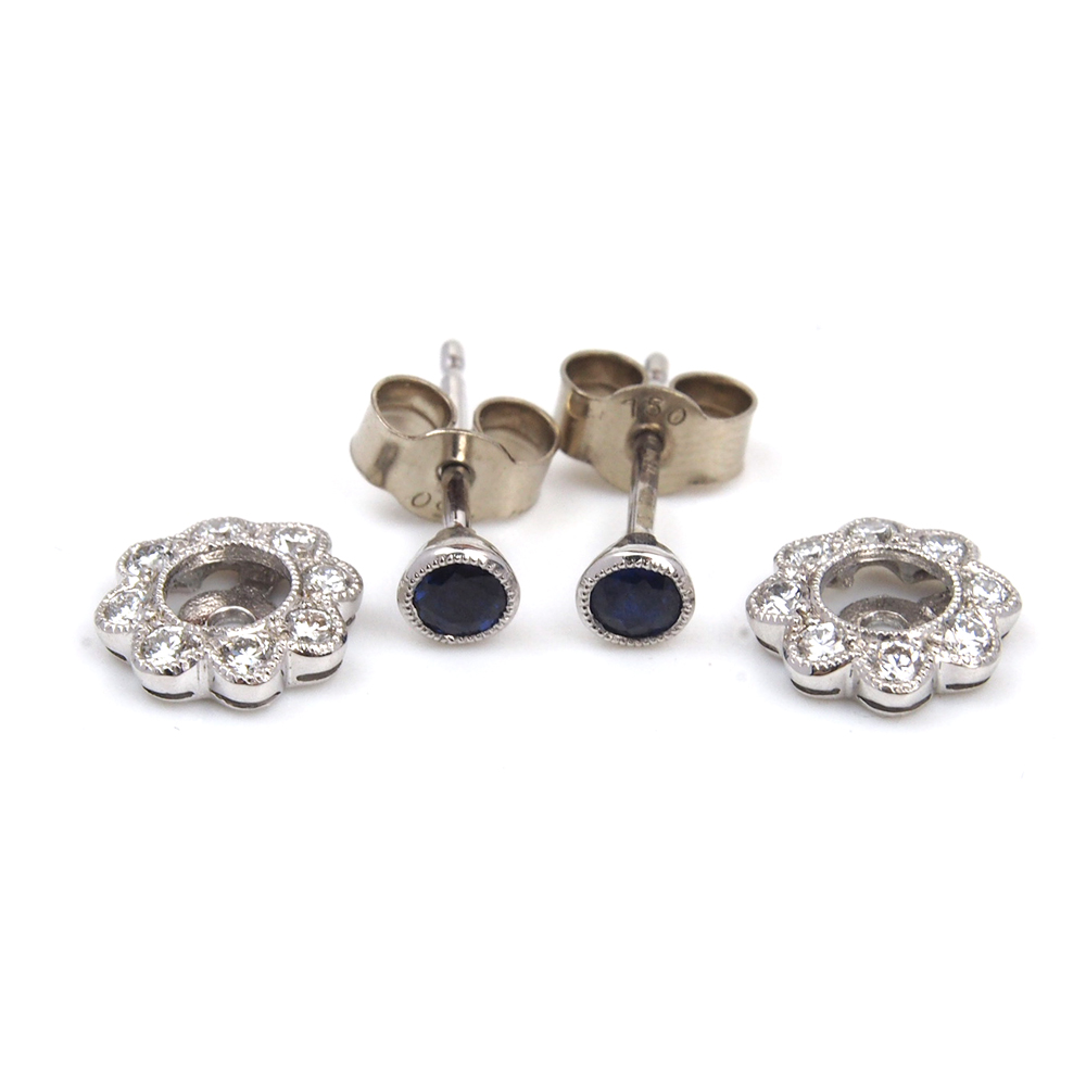 Sapphire, Ruby and Emerald Stud Earrings - Interchangeable