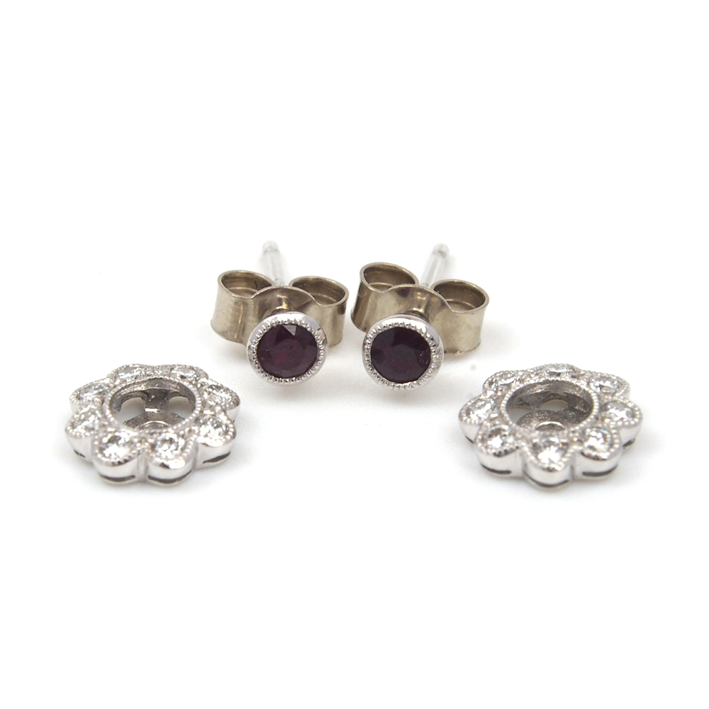 Sapphire, Ruby and Emerald Stud Earrings - Interchangeable