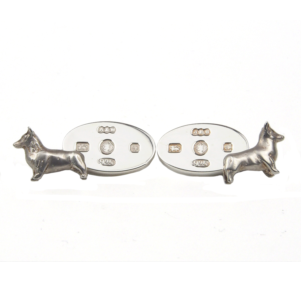 Cufflinks  - Silver Corgi By Alabaster & Wilson