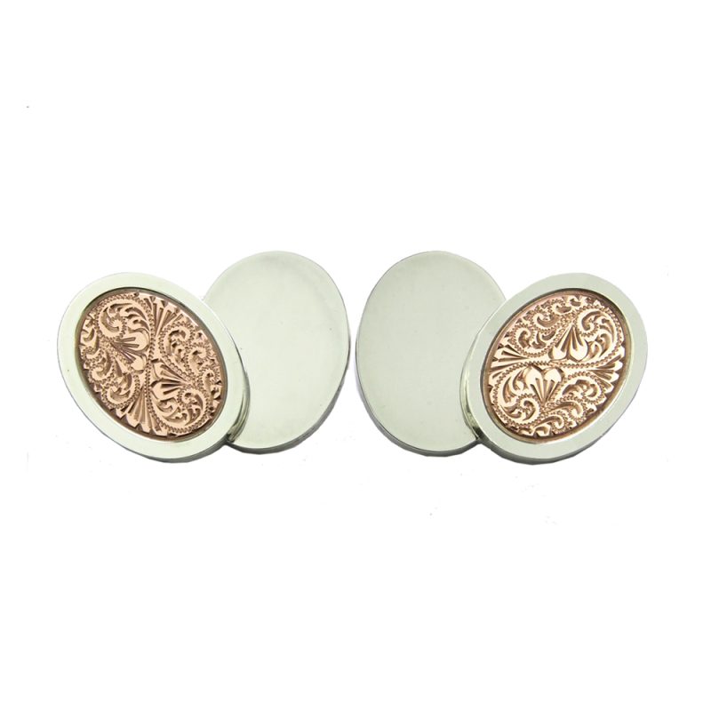 Cufflinks - Silver & Rose Gold Decoration