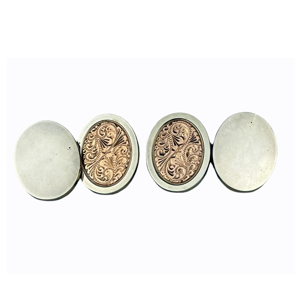 Cufflinks - Silver & Rose Gold Decoration