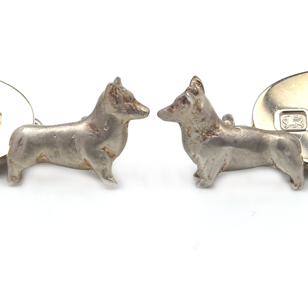 Cufflinks  - Silver Corgi By Alabaster & Wilson