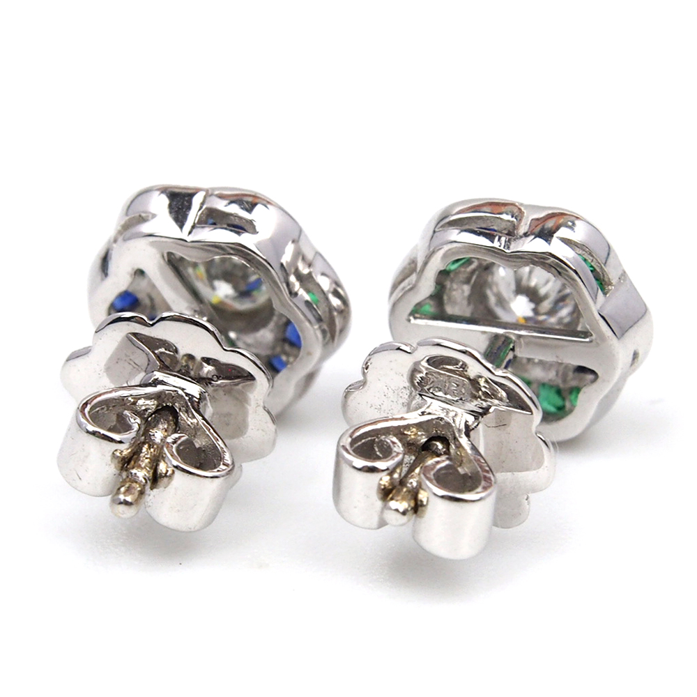 Diamond, Sapphire and Emerald Earrings