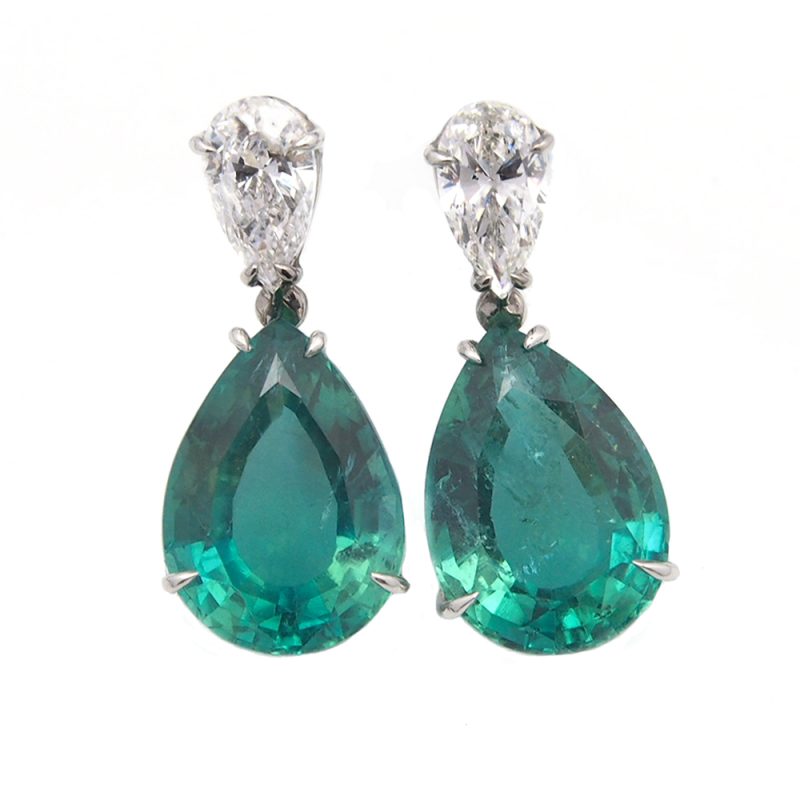 Emerald and Diamond Drop Earrings