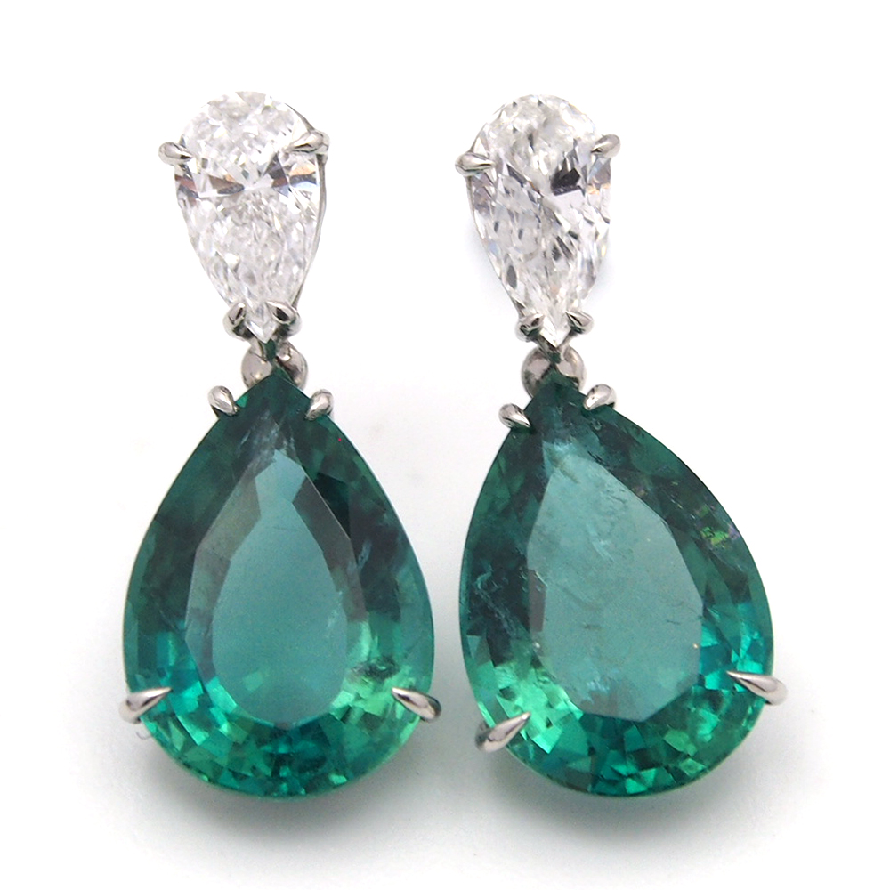Emerald and Diamond Drop Earrings