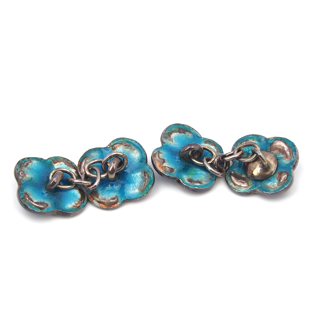 Vintage Enamel Flower Cufflinks