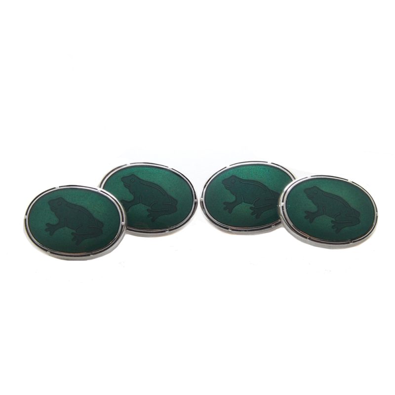 Cufflinks - Silver Enamel Frog By Alabaster & Wilson