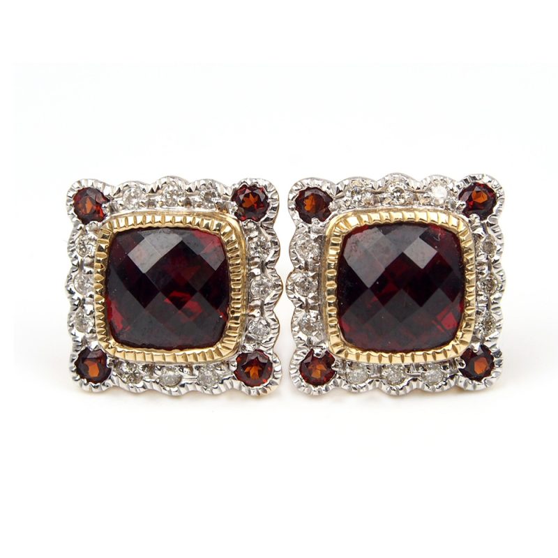 Garnet and Diamond Earrings