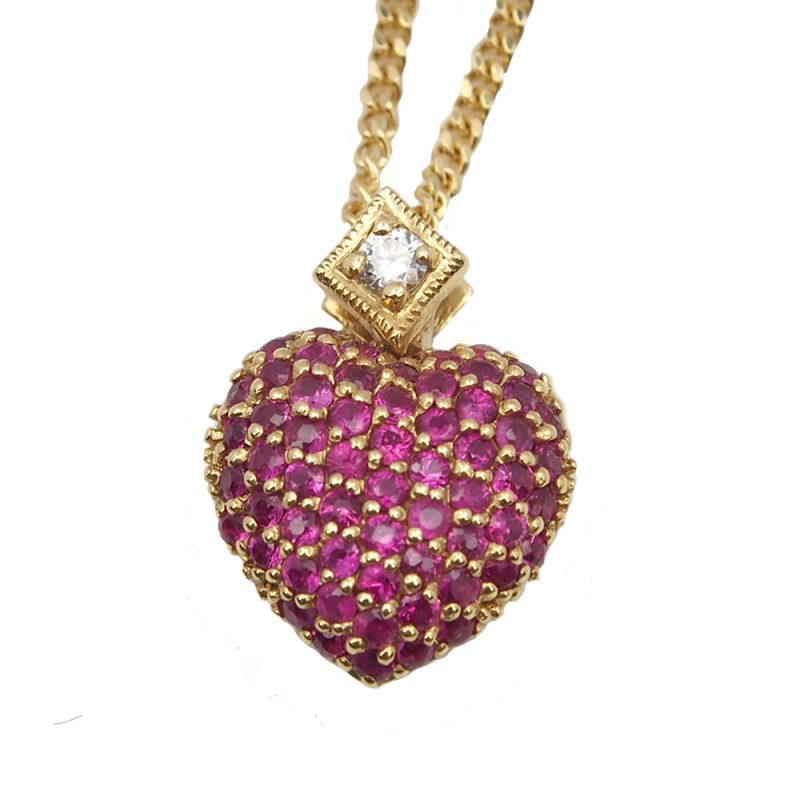 Ruby and Diamond Heart Pendant