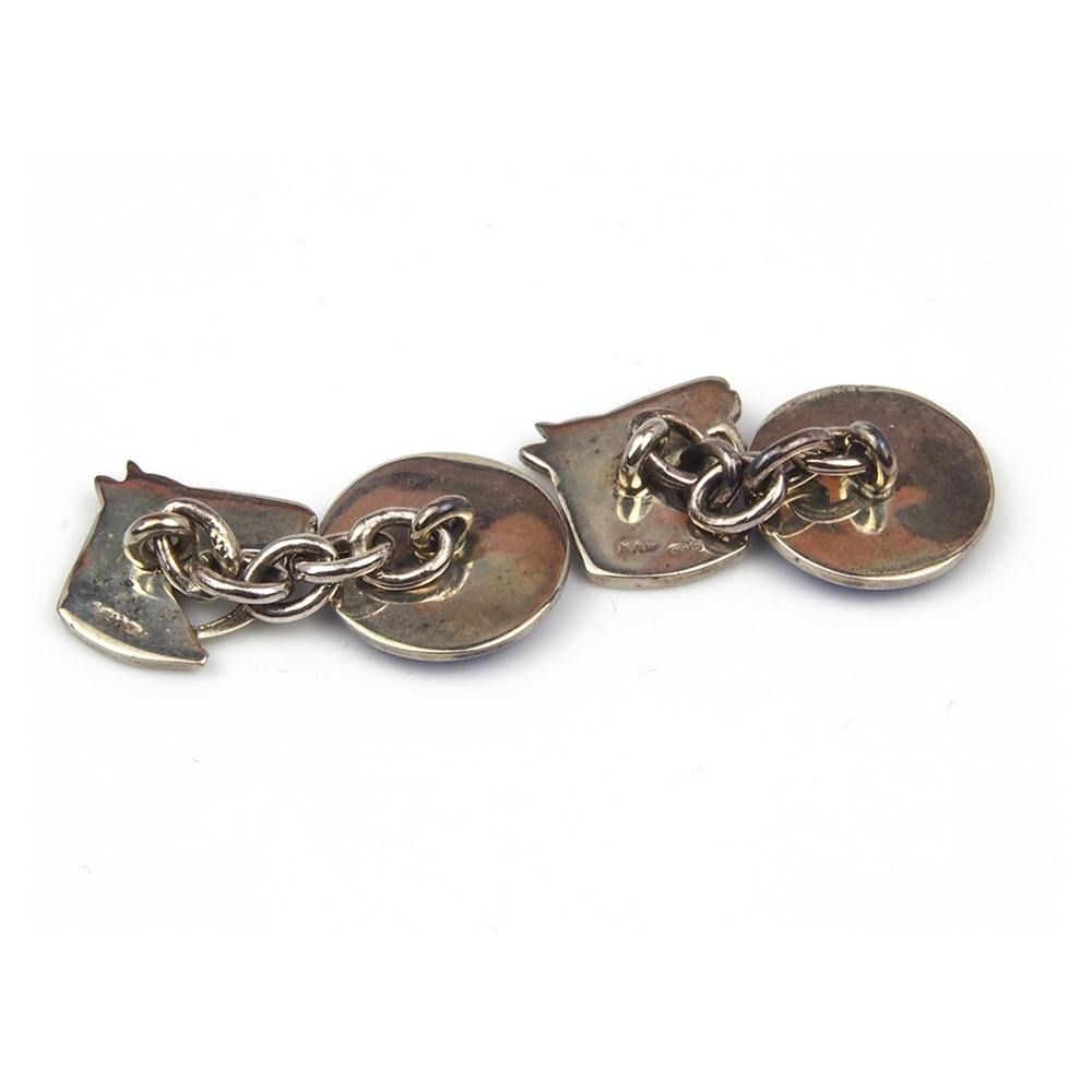 Cufflinks - Silver and Enamel Horse By Alabaster & Wilson