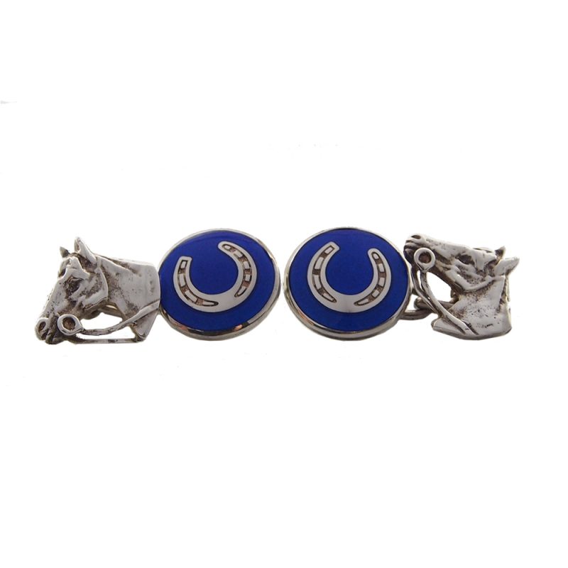 Cufflinks - Silver and Enamel Horse By Alabaster & Wilson