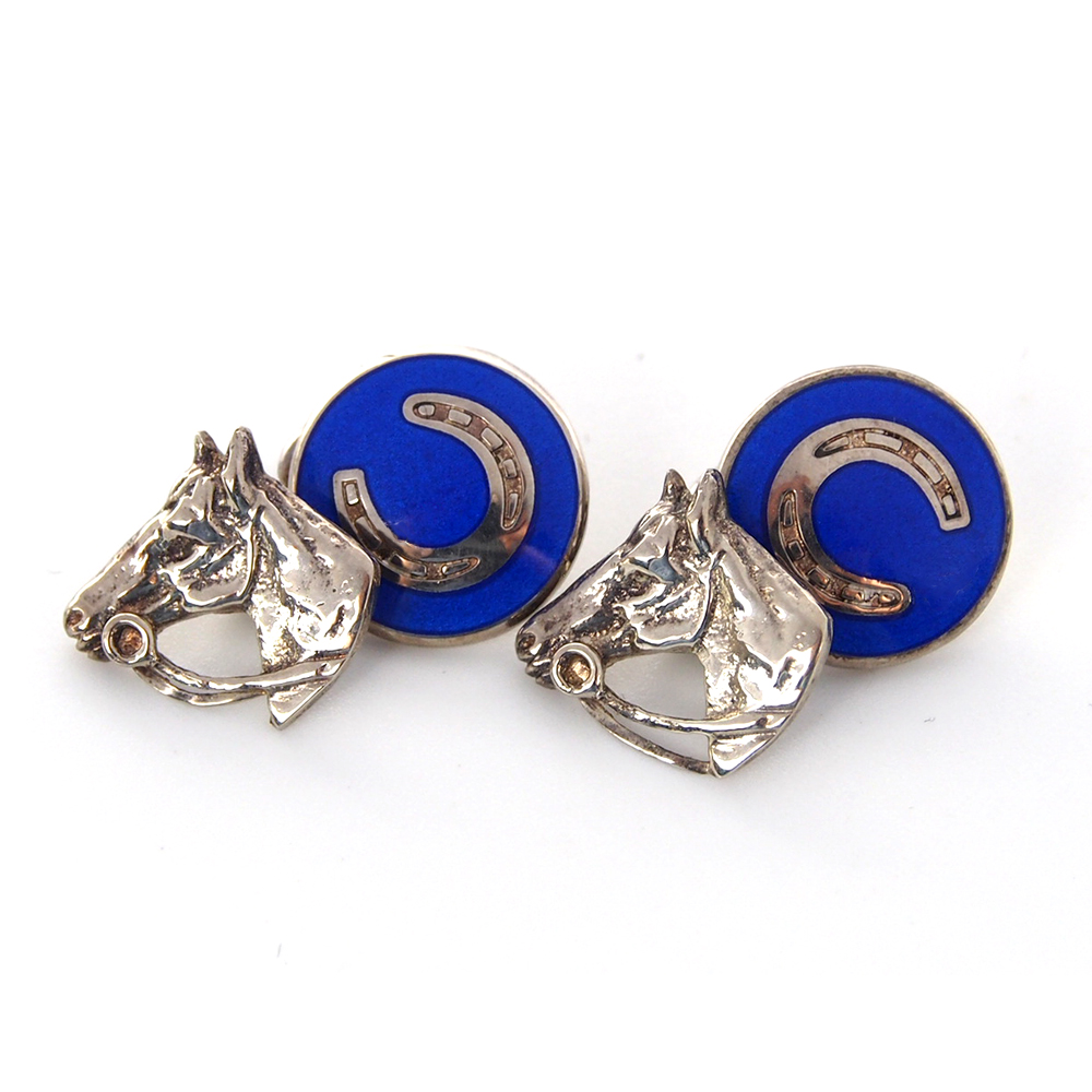 Cufflinks - Silver and Enamel Horse By Alabaster & Wilson