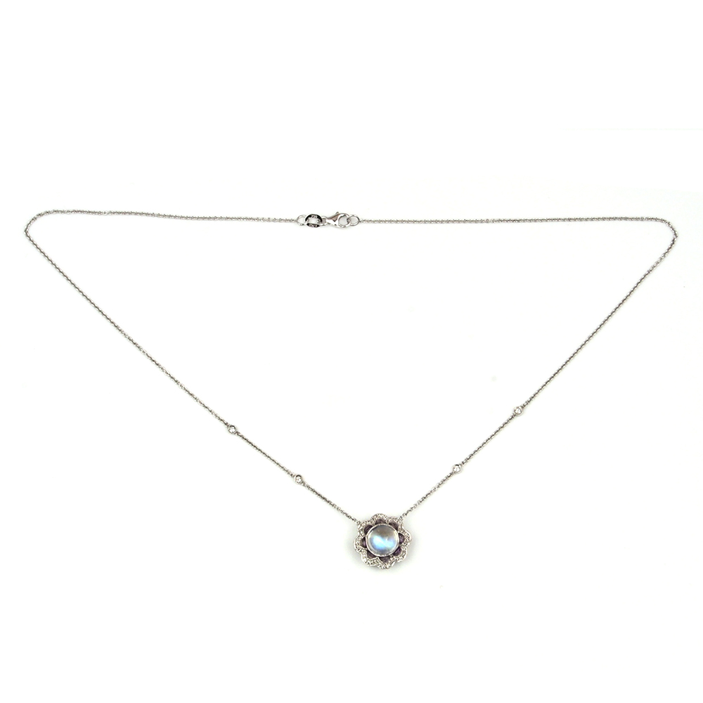 Moonstone, Diamond and Amethyst Necklace