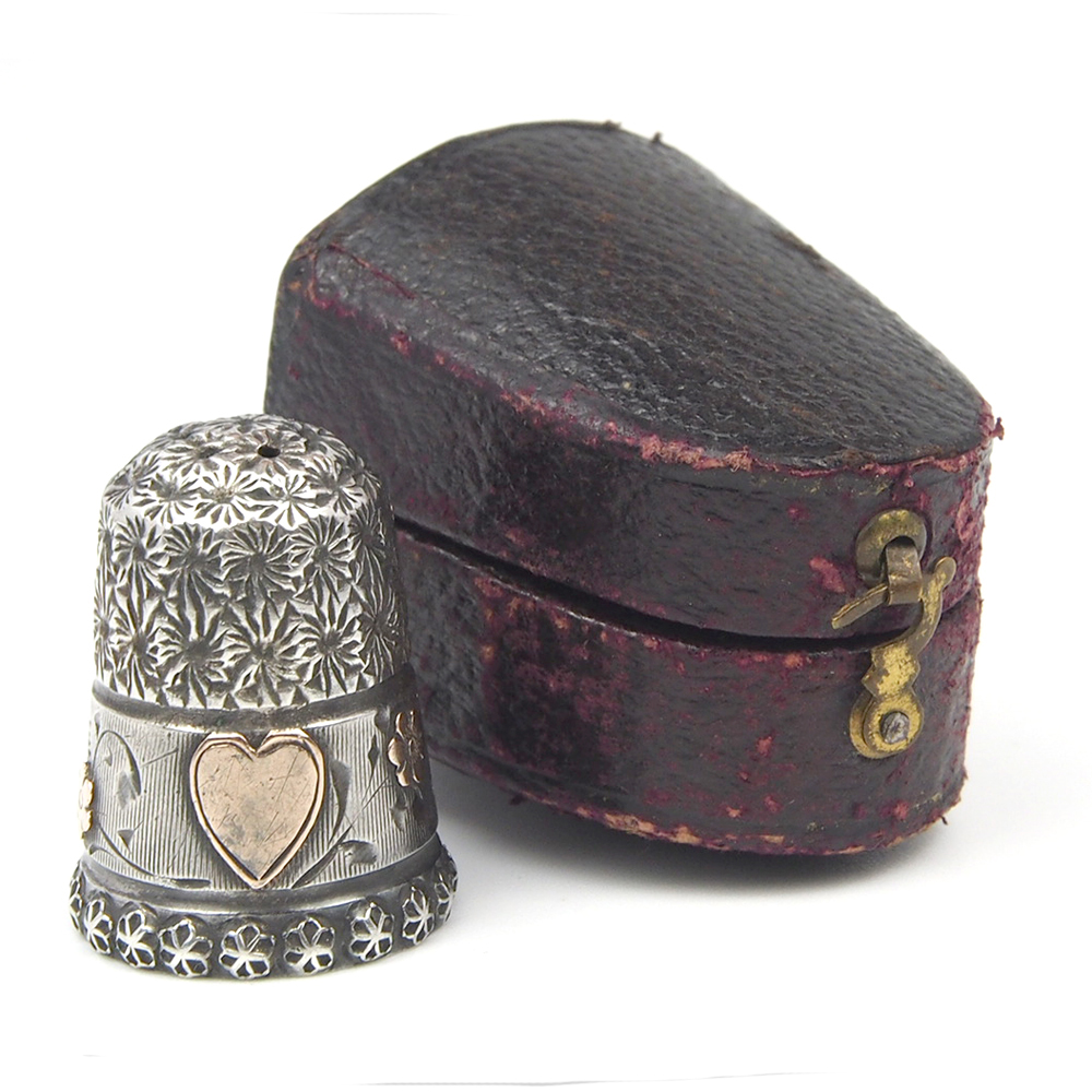 Victorian Silver Thimble With Fitted Case - 1895