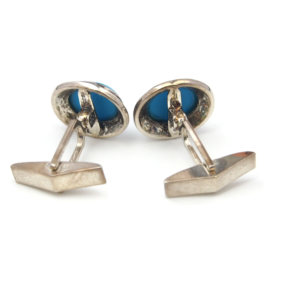Cufflinks - Silver,Turquoise & Marcasite