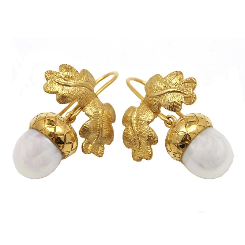 Pearl Acorn Drop Earrings