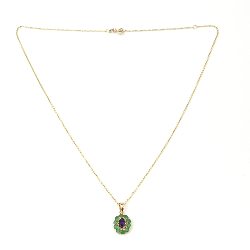 Amethyst and Emerald Pendant