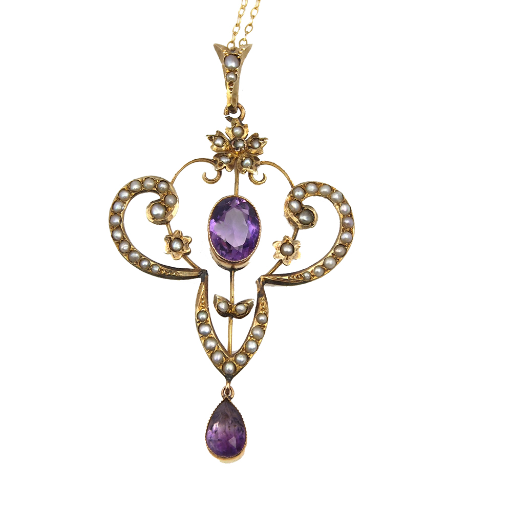 Amethyst & Pearl Edwardian Pendant