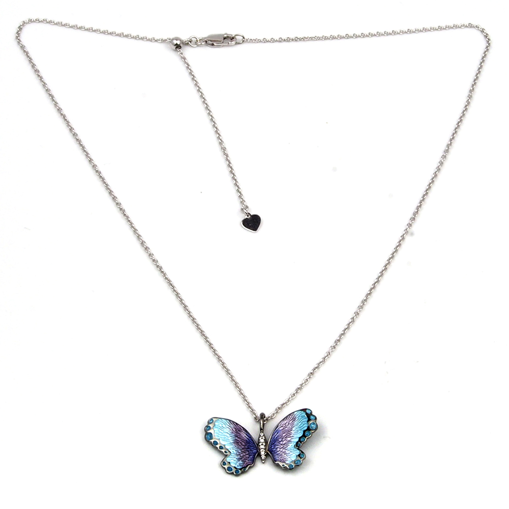 Silver Enamel Butterfly Pendant