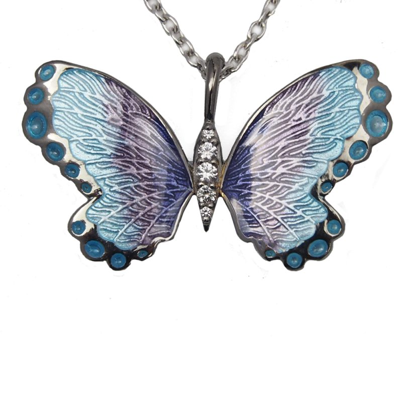Silver Enamel Butterfly Pendant