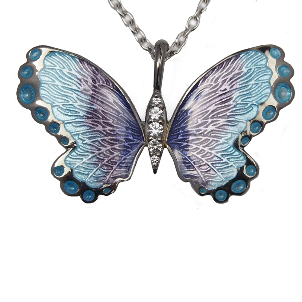Silver Enamel Butterfly Pendant