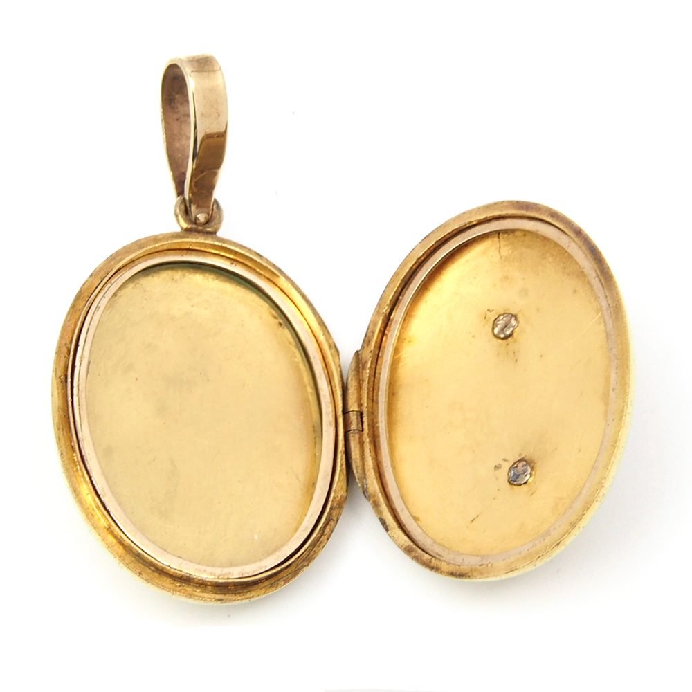 Locket - Antique Enamel and Pearl