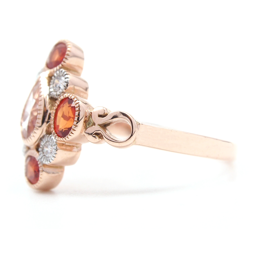 Morganite, Orange Sapphire and Diamond Ring