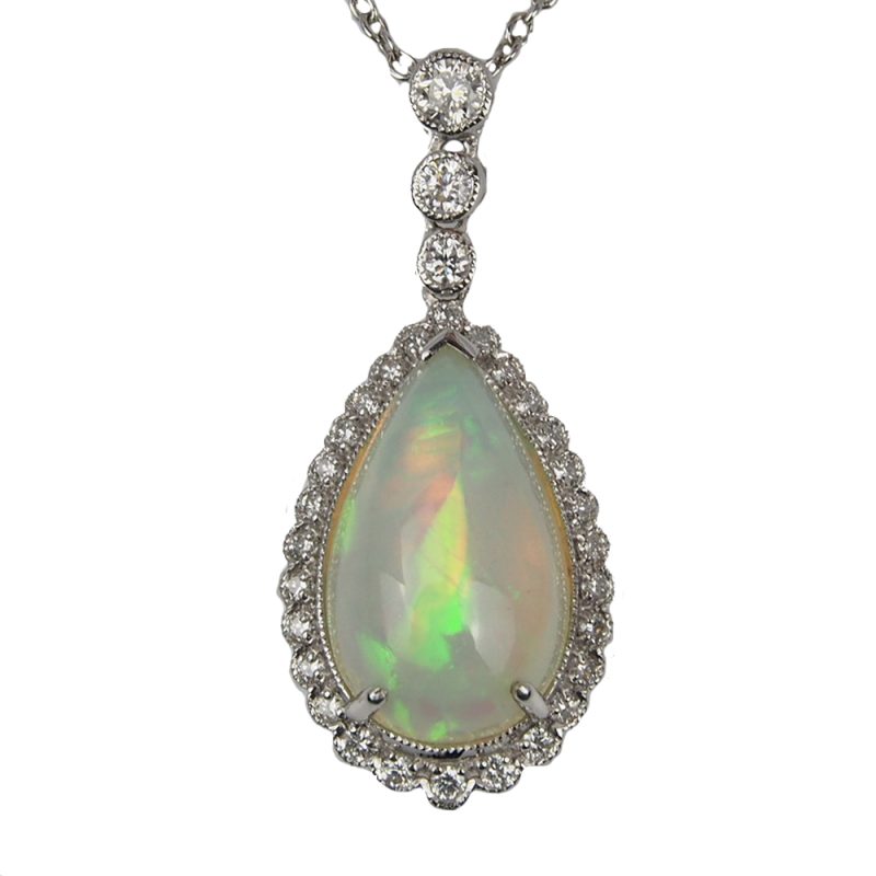Opal and Diamond Pendant