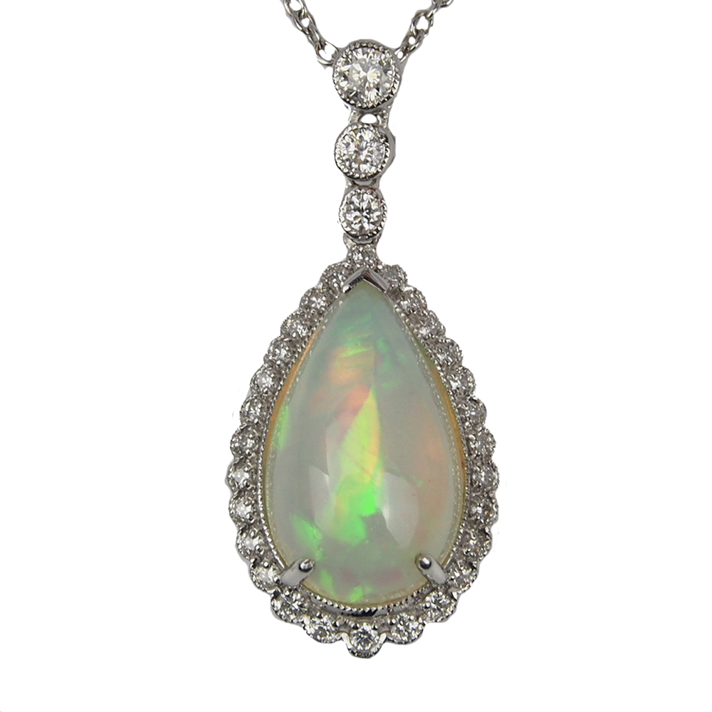 Opal and Diamond Pendant